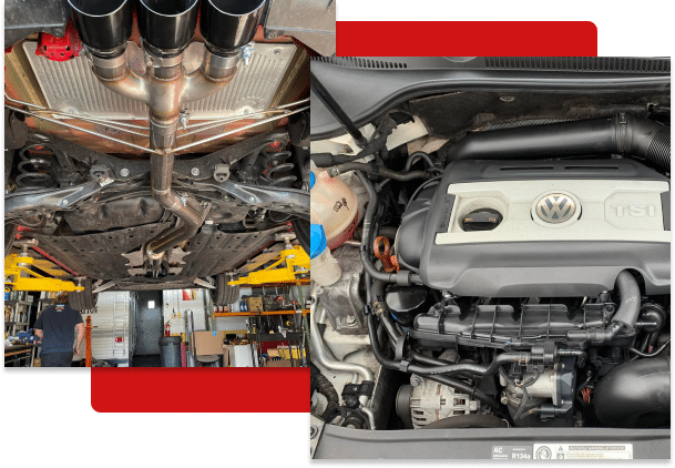 VW repair in Hanover, PA. front and bottom VW Tiguan engine