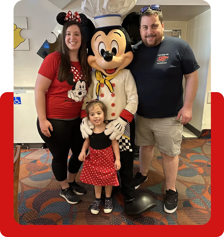 About us, Auto Repair in Hanover, PA at Alex's Autoworks. Alex and family with mickey mouse